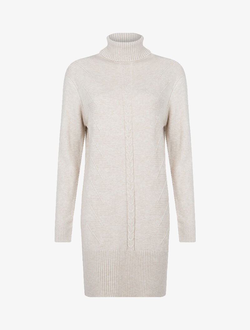 Robe pull à bande centrale tressée - beige - 1