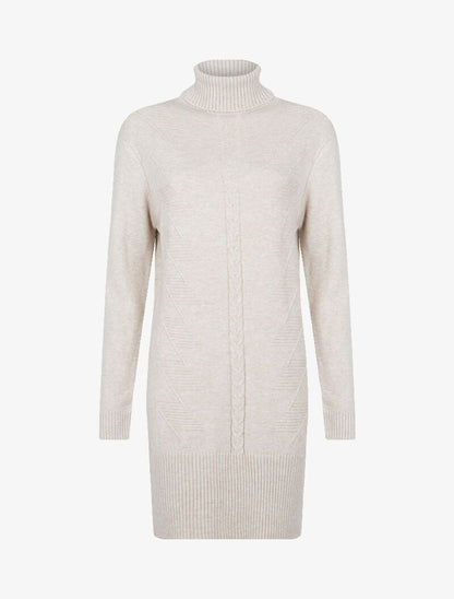 Robe pull à bande centrale tressée - beige - 1