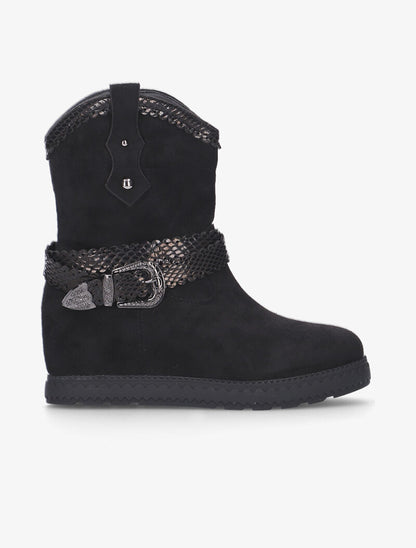 Boots compensées à détails python - noir - 1