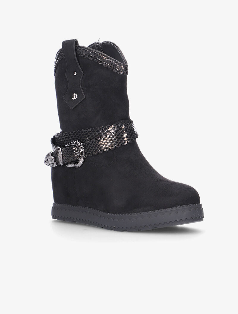 Boots compensées à détails python - noir - 2