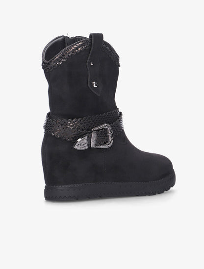 Boots compensées à détails python - noir - 4