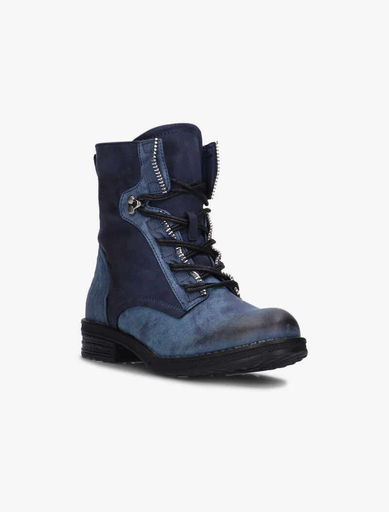 Boots bimatière à lacets - bleu - 2