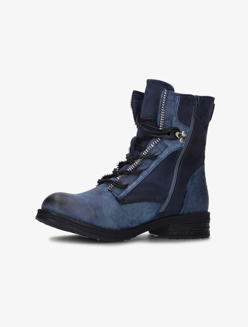 Boots bimatière à lacets - bleu - 3