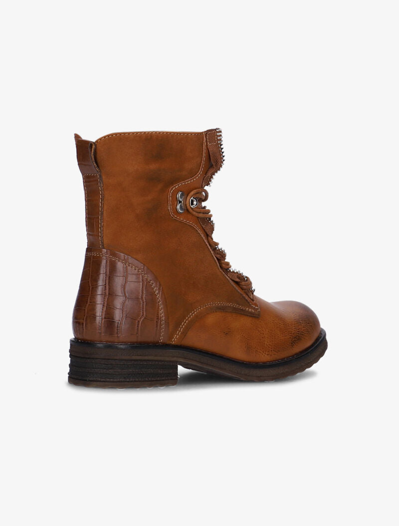 Boots bimatière à lacets - camel - 5