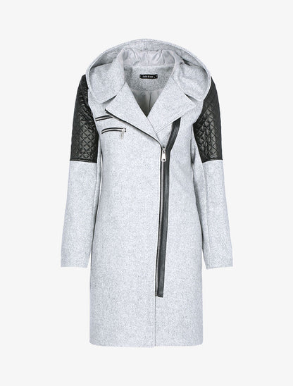 Manteau à zips et épaules matelassées - gris clair - 3