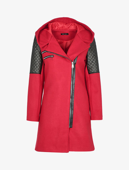 Manteau à zips et épaules matelassées - rouge - 3