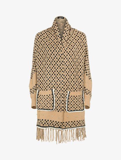 Gilet jeté à imprimé damier - taupe - 1
