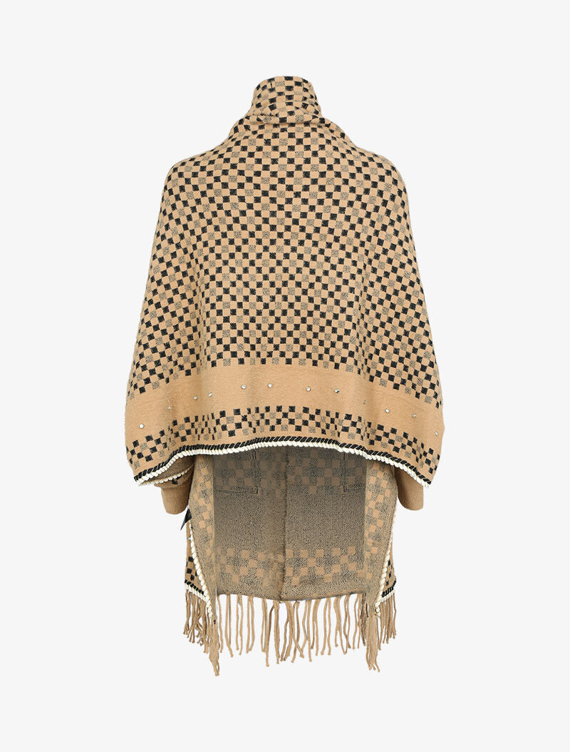 Gilet jeté à imprimé damier - taupe - 2