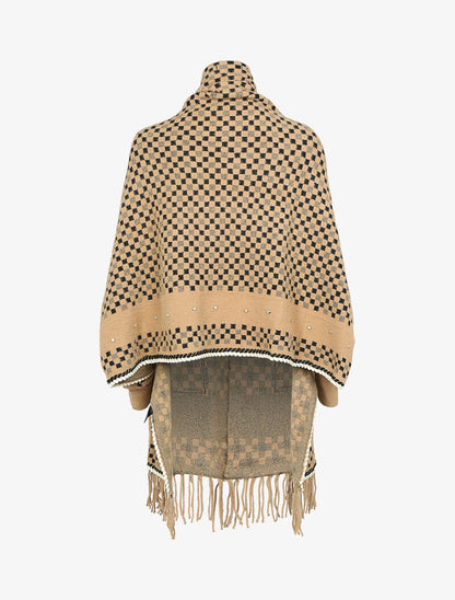 Gilet jeté à imprimé damier - taupe - 2