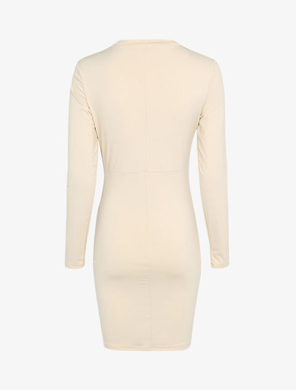 Robe stretch à découpe - beige - 2