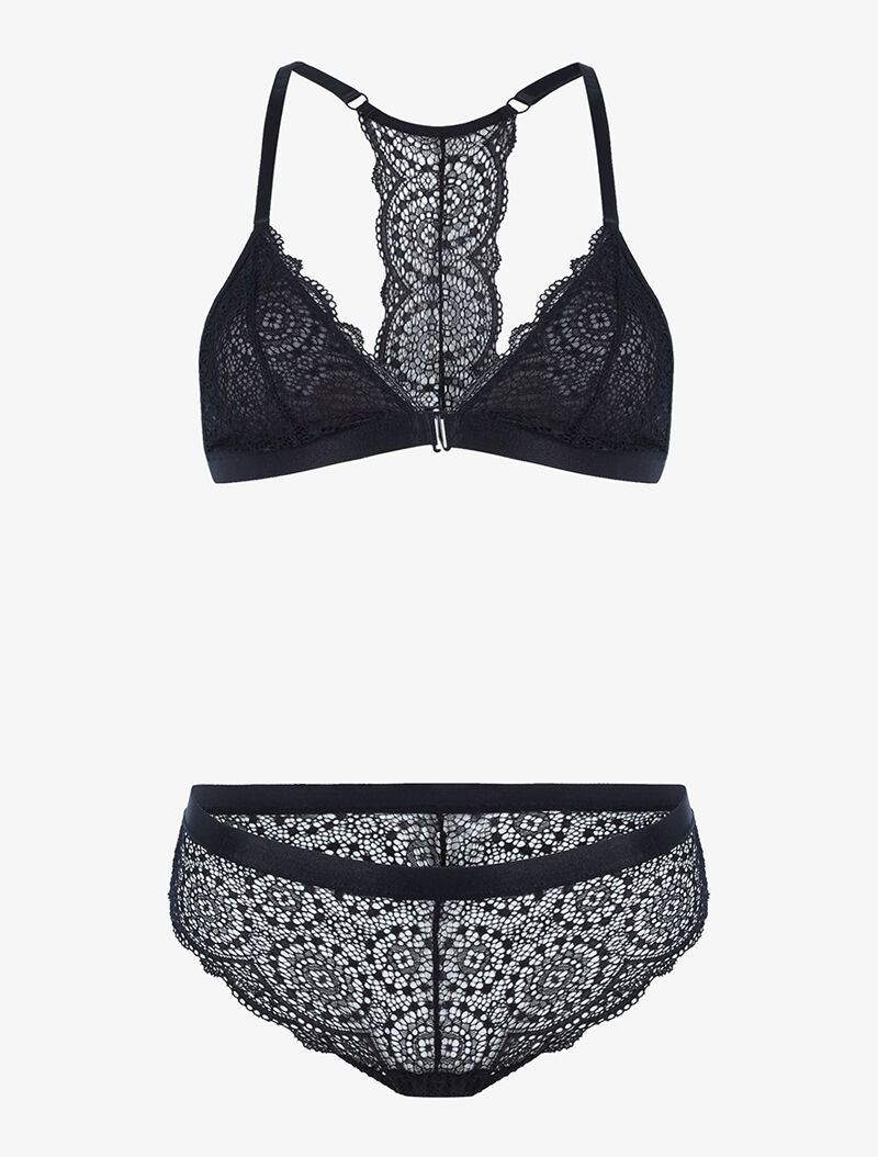 Ensemble en dentelle sans armatures - noir - 1