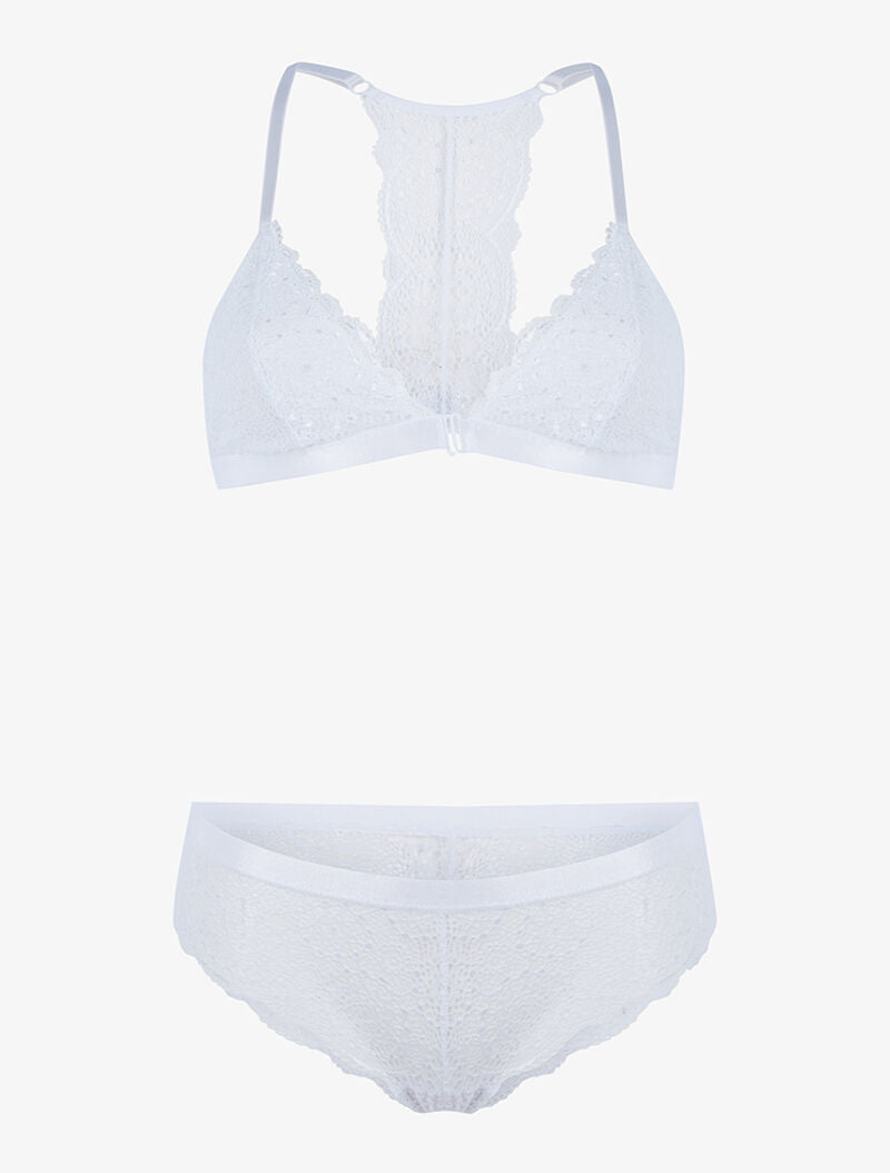 Ensemble en dentelle sans armatures - blanc - 1