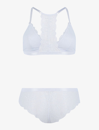 Ensemble en dentelle sans armatures - blanc - 2