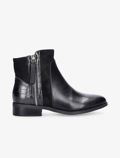 Boots bimatière à contrefort croco - noir - 5