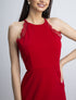 Robe à col américain et dentelle - rouge - 1