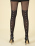 Collants style bas à arrière imprimé pois - noir - 1