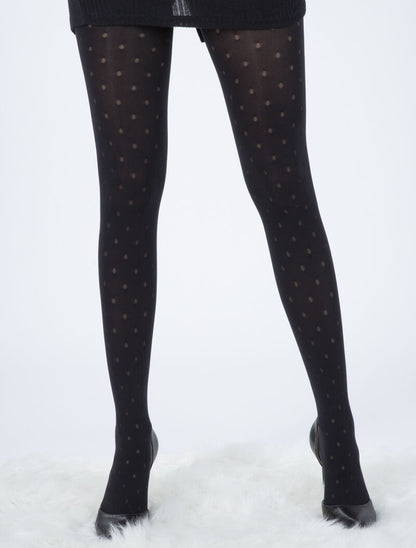 Collants à petits ronds contrastants - noir - 1