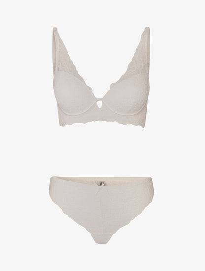 Ensemble ampliforme en dentelle fleurie - blanc - 3