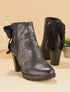 Bottines à effet vieilli et noeuds - noir - 1