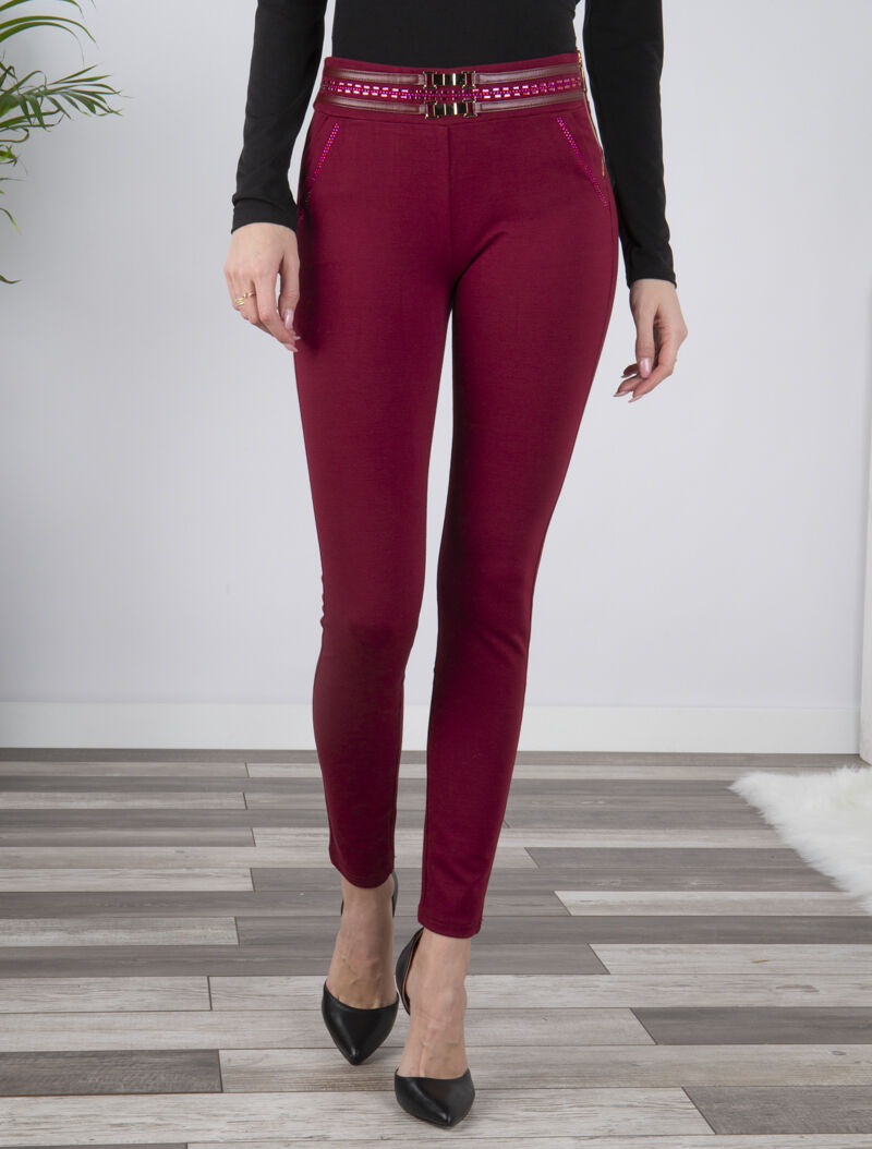 Tregging slim à taille ornée - bordeaux - 5