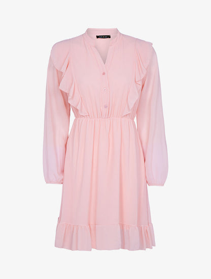 Robe volantée en voile - rose - 3