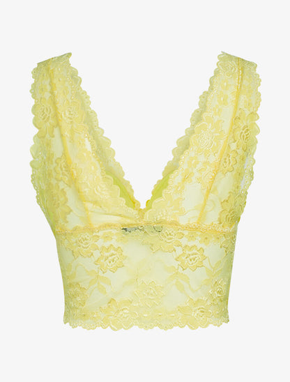 Crop top en dentelle - jaune - 2