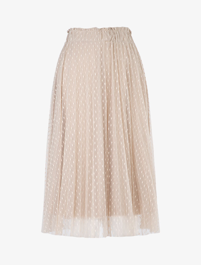 Jupe midi en tulle à pois - beige - 1
