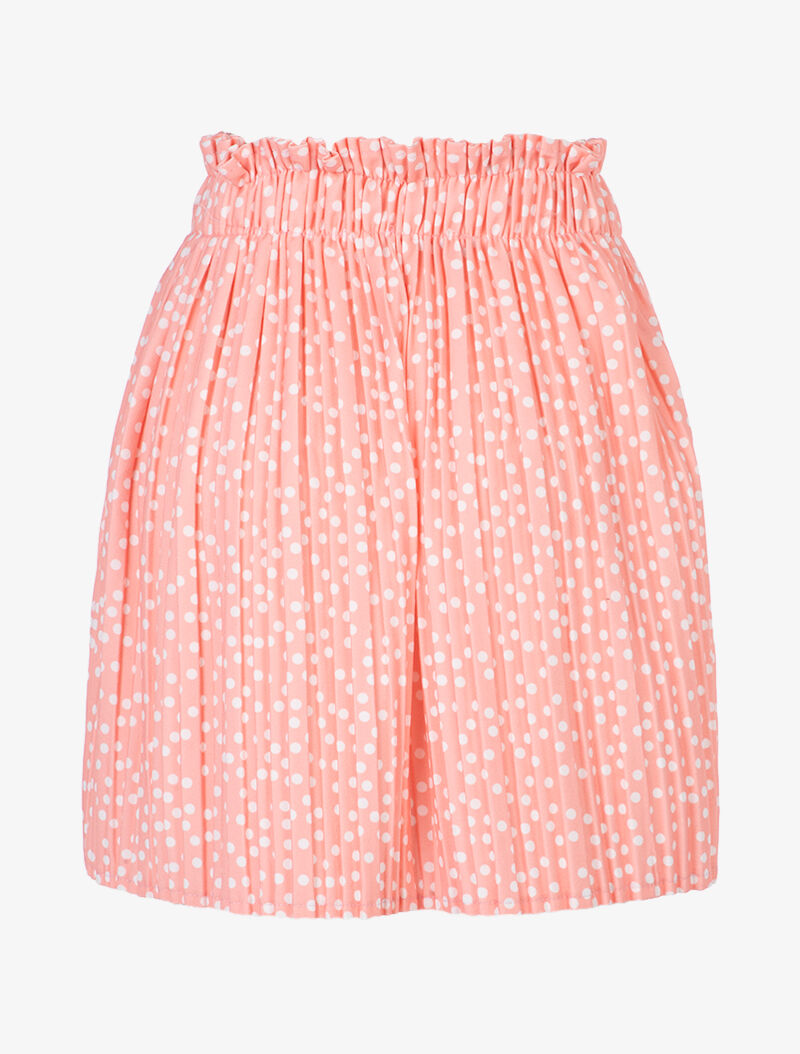 Jupe gaufrée à pois - corail - 1