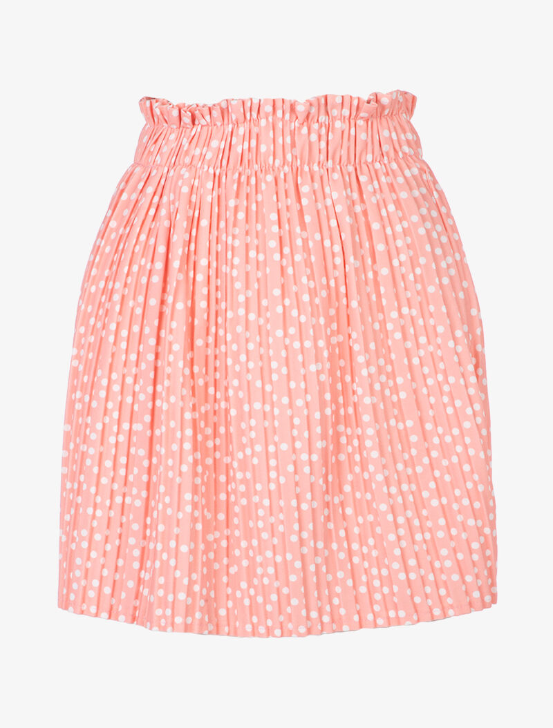 Jupe gaufrée à pois - corail - 2
