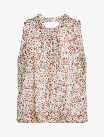 Top coupe boule à imprimé floral - beige - 1