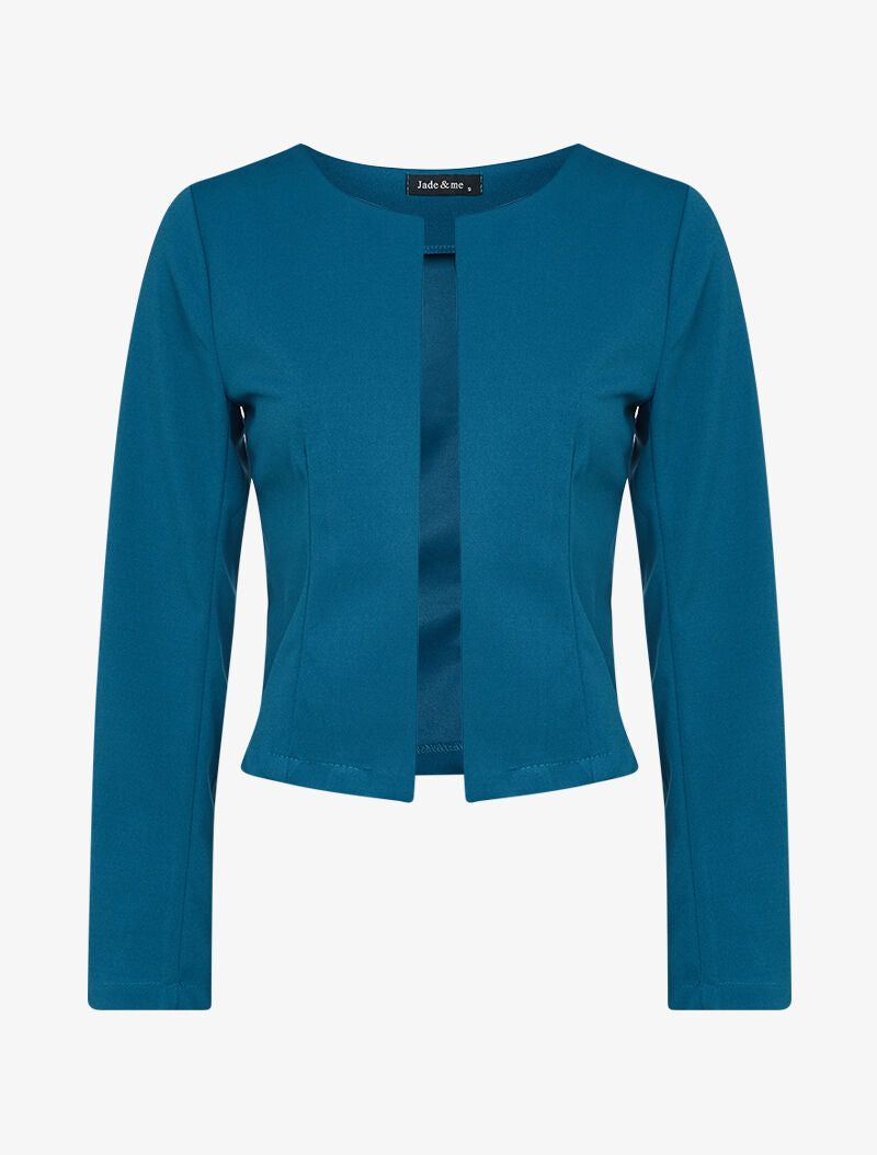 Veste ouverte unie - bleu pétrole - 1