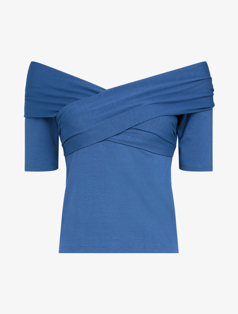 Top à pans croisés - bleu charrette - 3