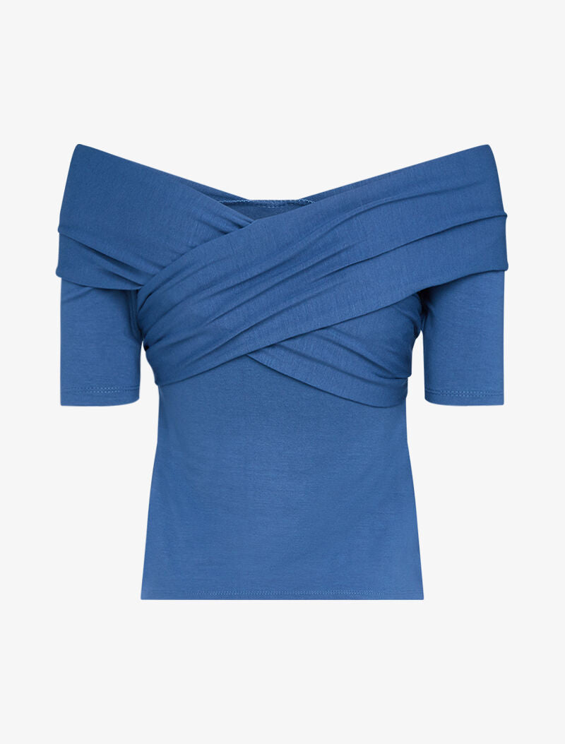 Top à pans croisés - bleu charrette - 2