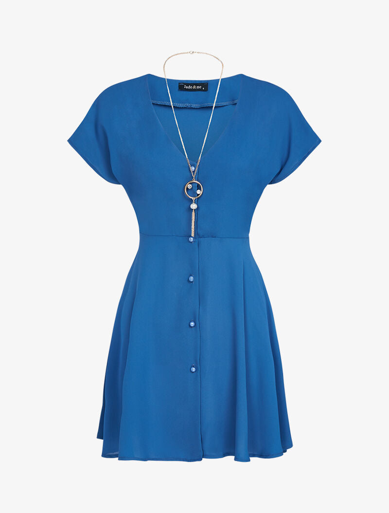 Tunique en voile coupe patineuse - bleu charrette - 1