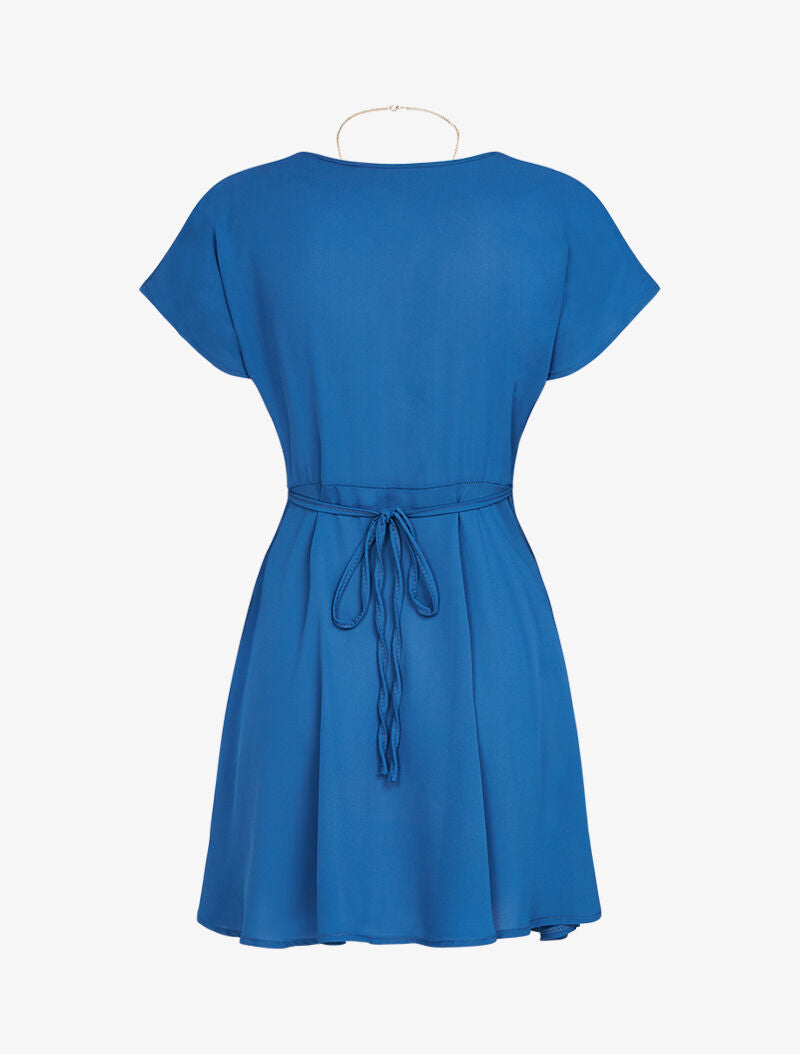 Tunique en voile coupe patineuse - bleu charrette - 2