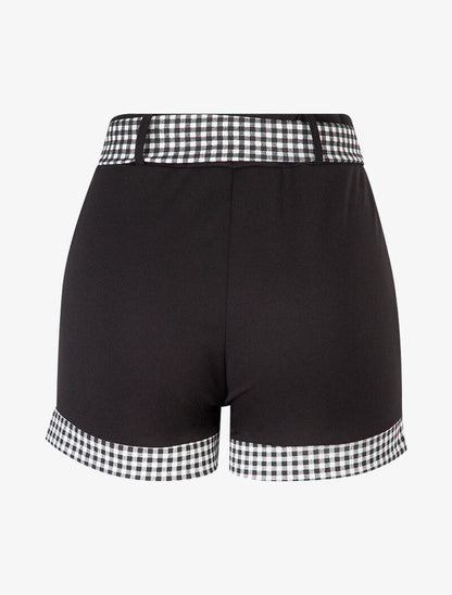 Short uni à bords imprimés vichy - noir - 2