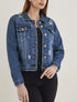 Veste en jean à déchirures - bleu denim - 1