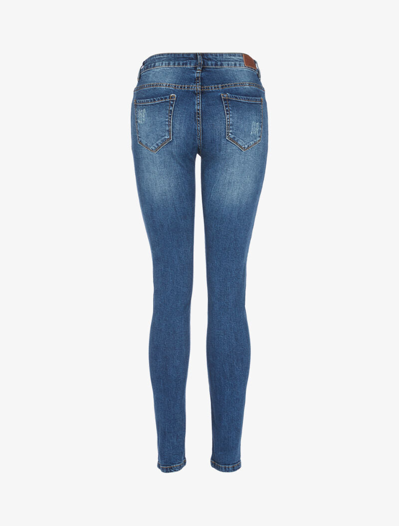 Jean à empiècements strassés - bleu denim - 4