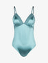 Body satiné à décolleté dentelle - turquoise - 3