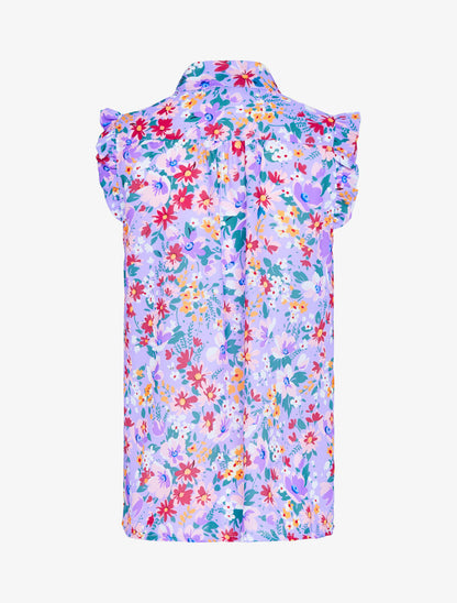 Top fleuri à emmanchures volantées - lilas - 2