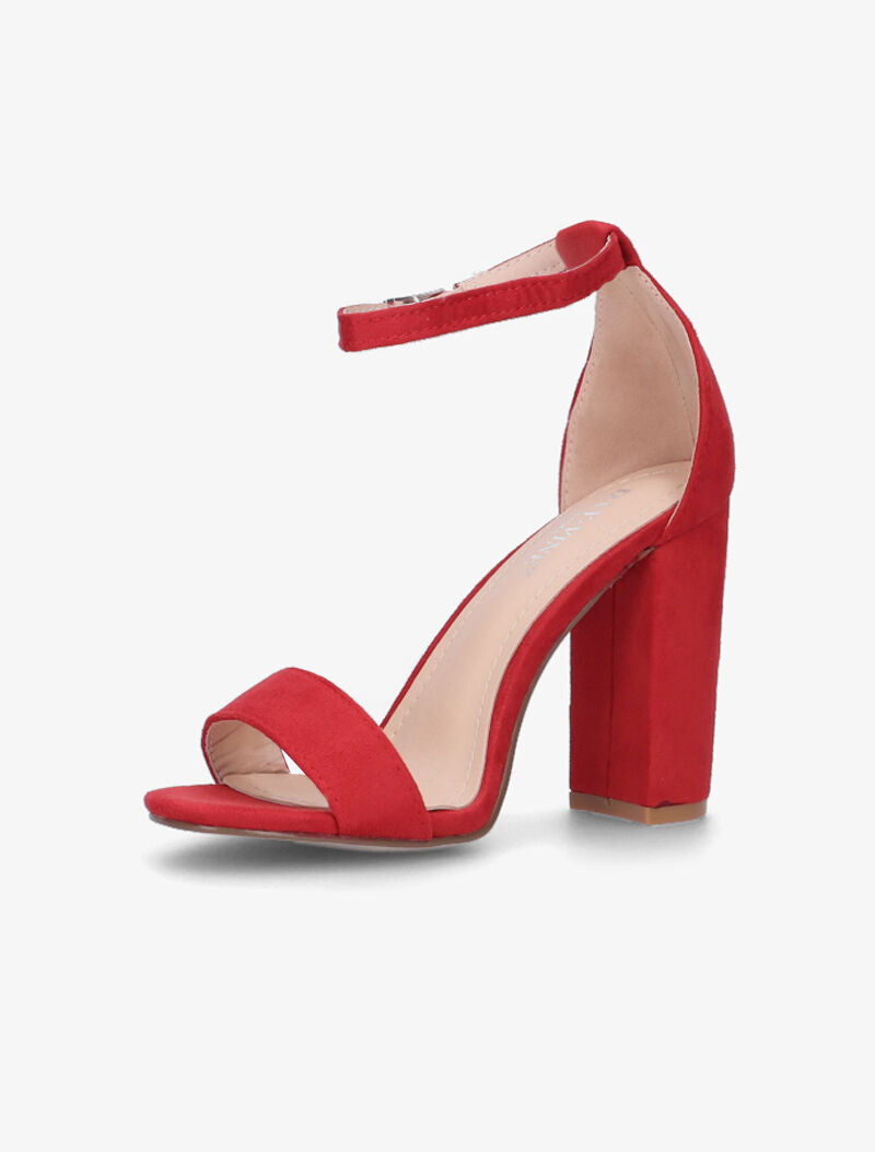 Sandales en suédine à talon bottier - rouge - 4