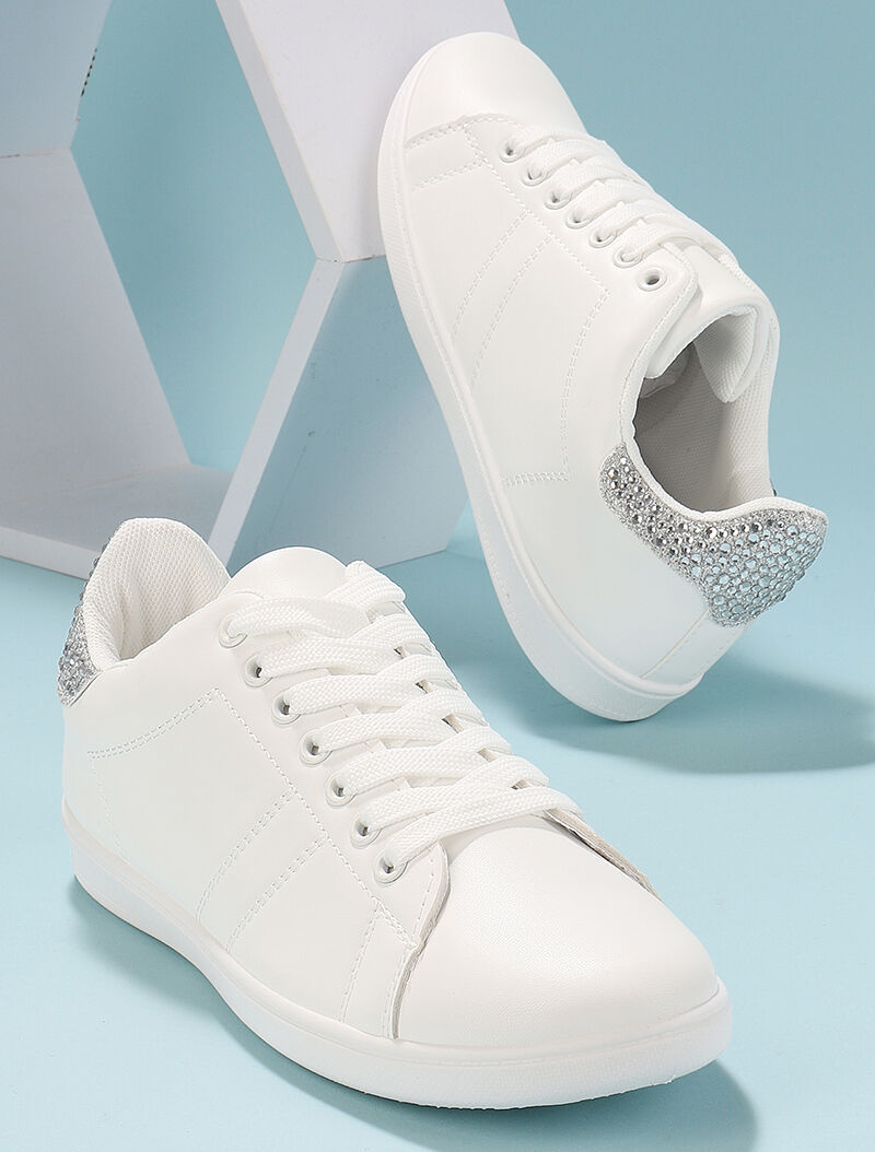 Baskets à contrefort irisé à strass - argent - 1