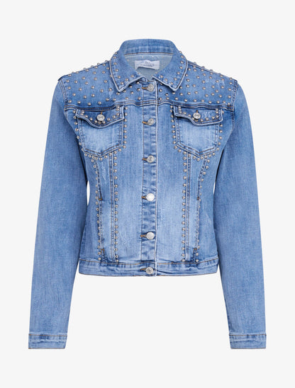 Veste en jean ornée de billes - bleu denim - 2