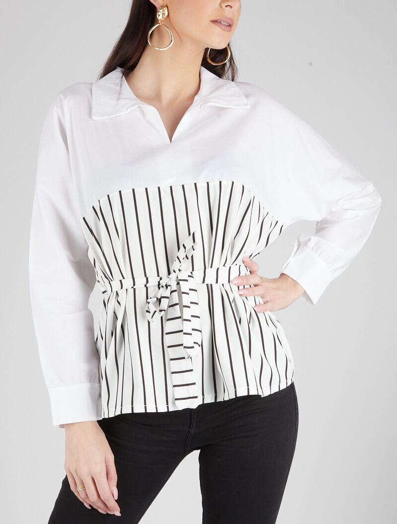 Blouse style chemise à imprimés - blanc - 4