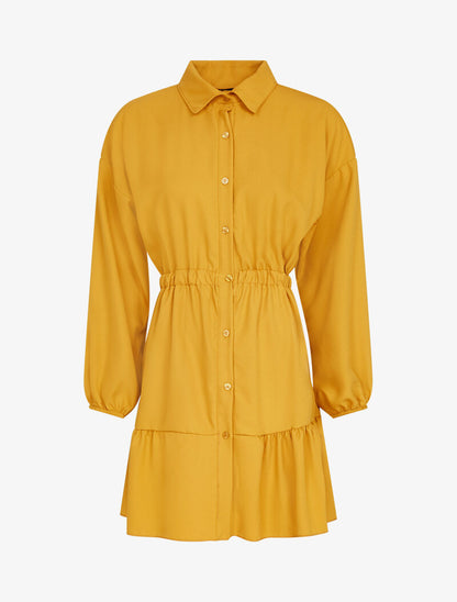 Robe patineuse boutonnée - moutarde - 2