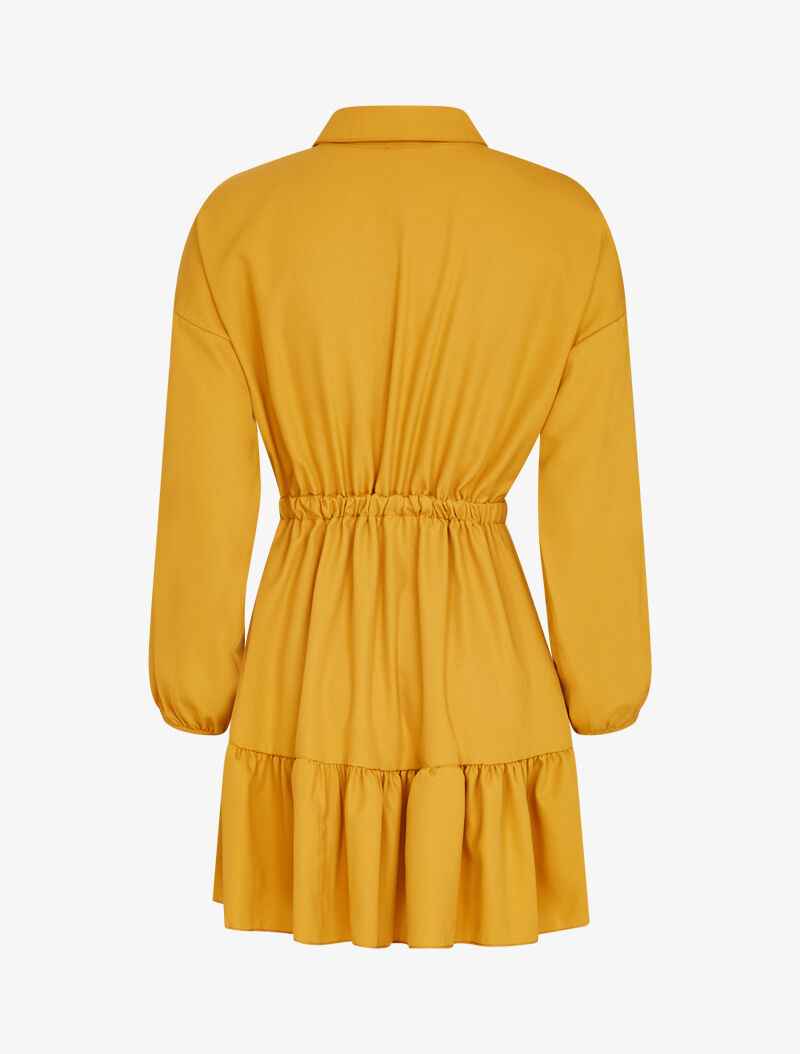 Robe patineuse boutonnée - moutarde - 3