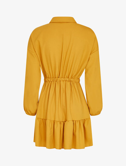 Robe patineuse boutonnée - moutarde - 3