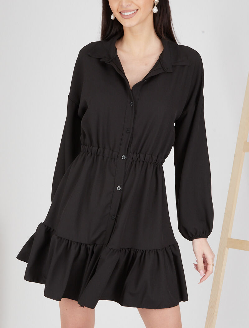 Robe patineuse boutonnée - noir - 4