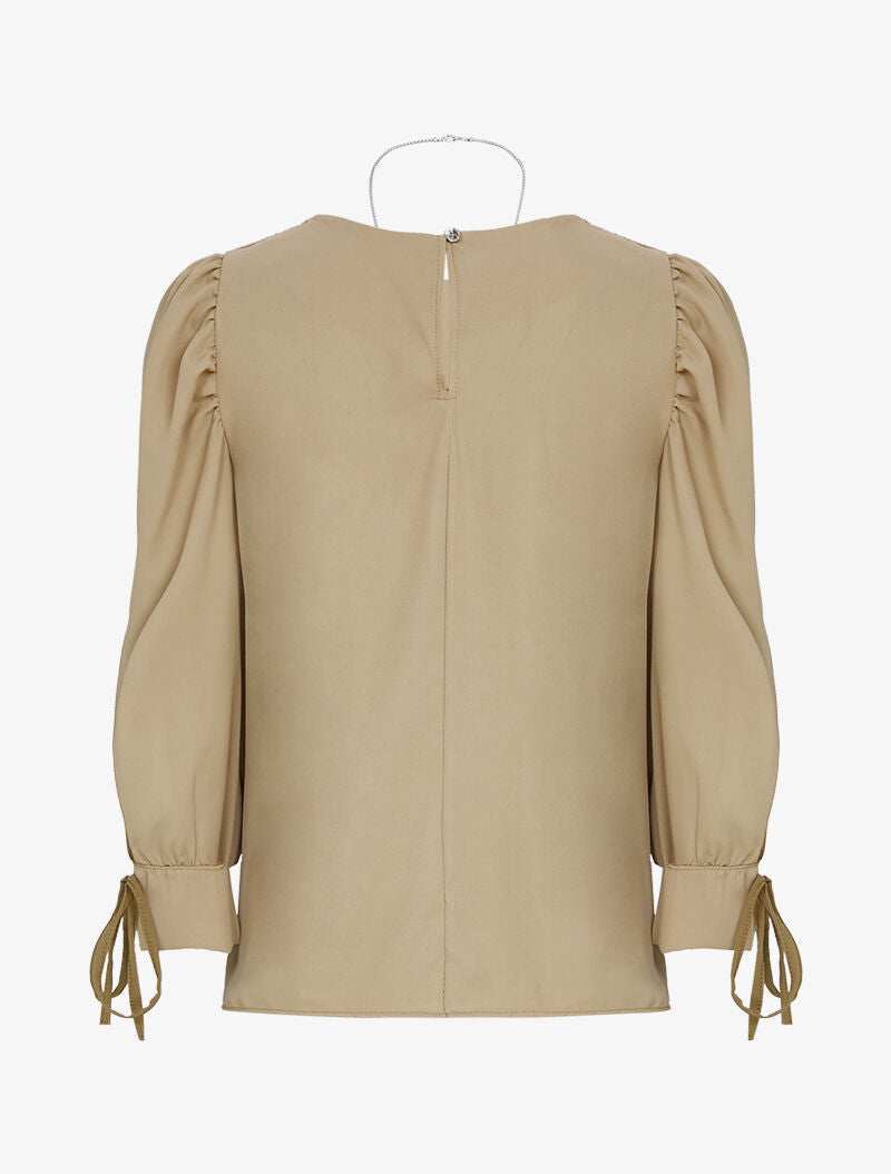 Blouse à manches bouffantes - camel - 2