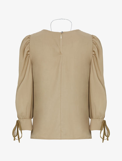 Blouse à manches bouffantes - camel - 2